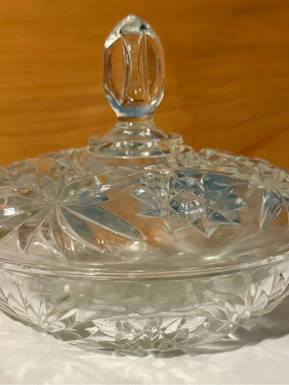 Anchor Hocking Clear Pressed Glass Covered Candy Dish